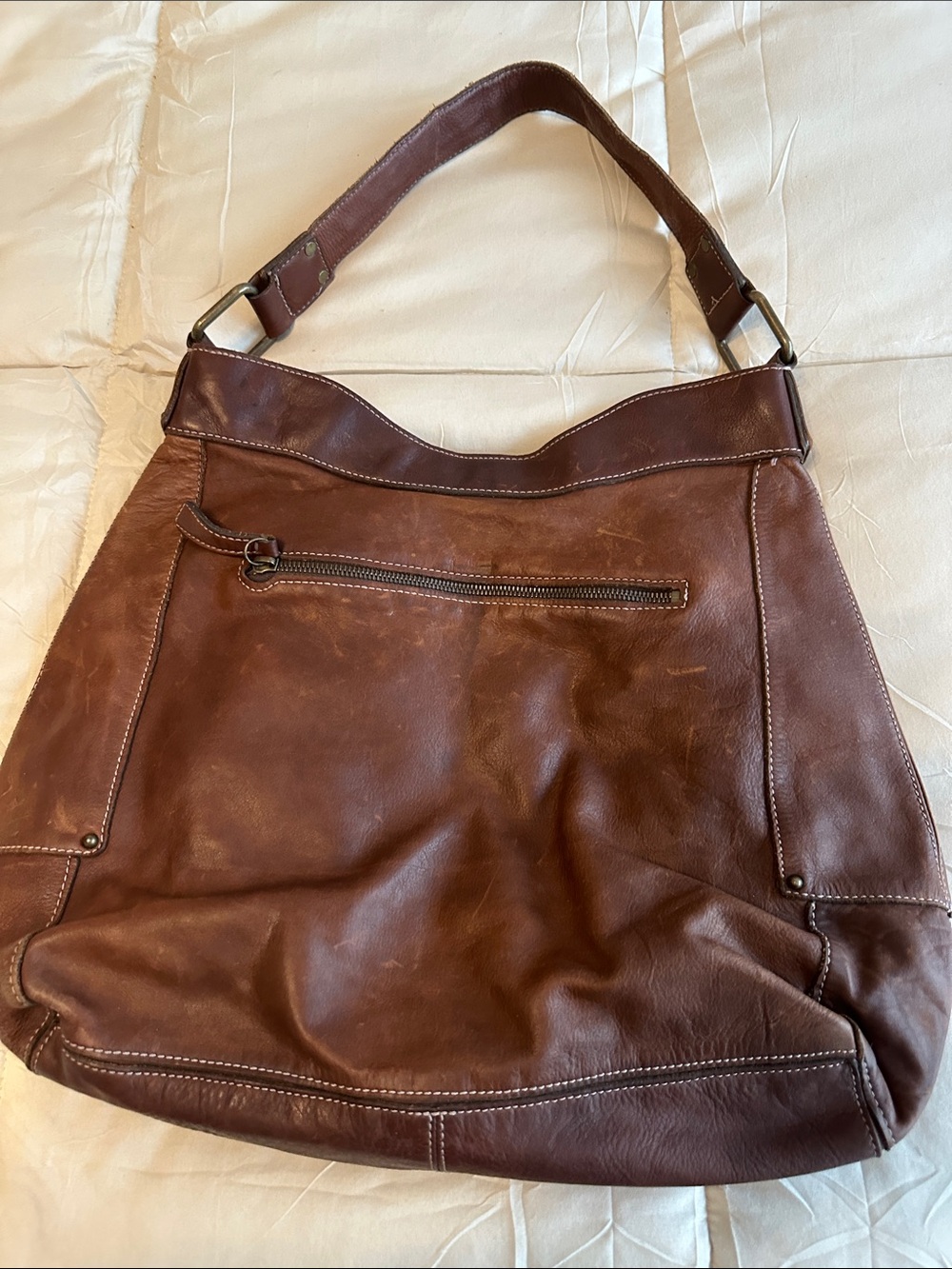 Banana Republic Brown Leather Shoulder Bag with Buckle Pockets - Picture 2 of 4